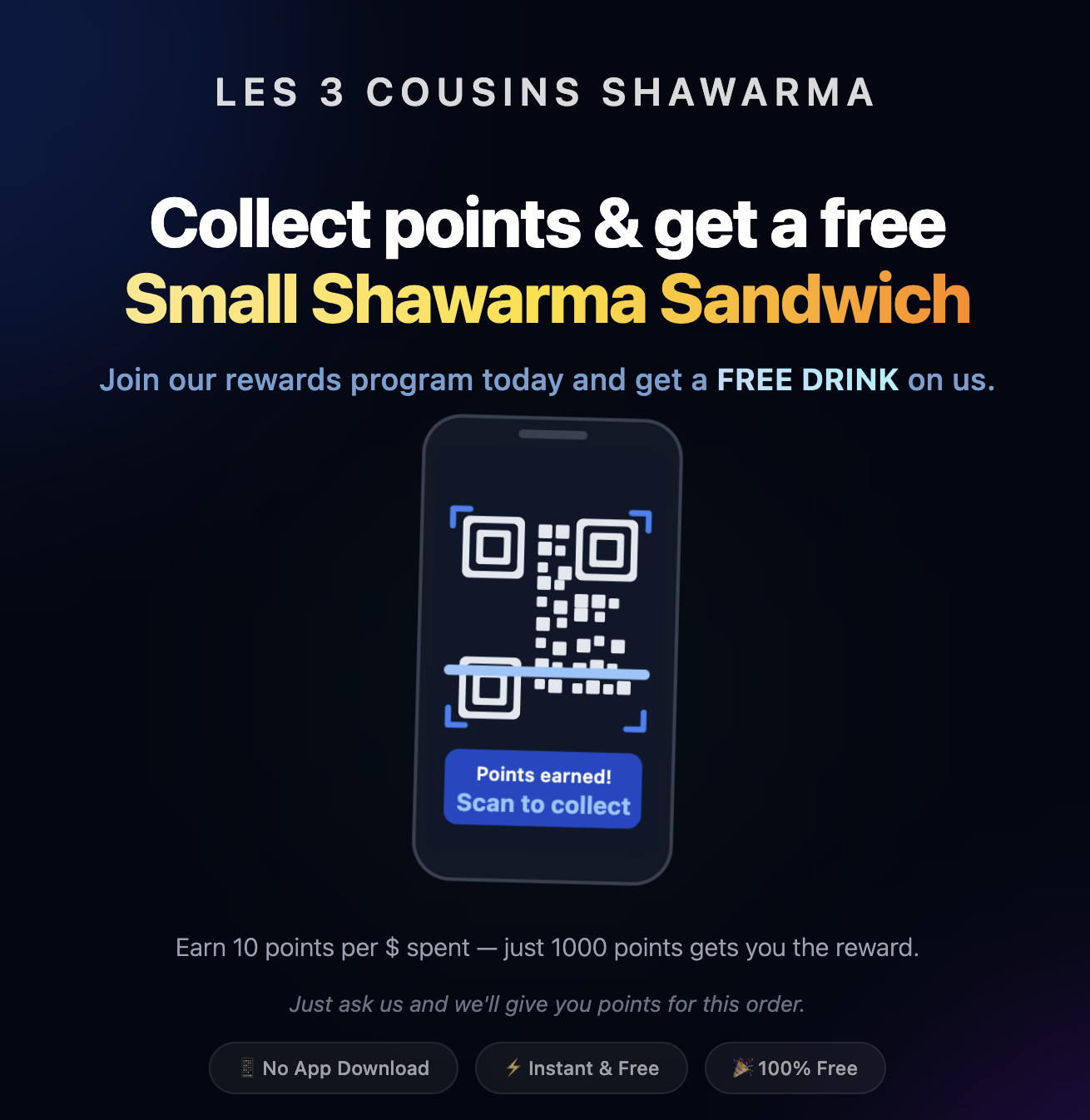 TreatYourSelf customer-facing rewards screen screenshot